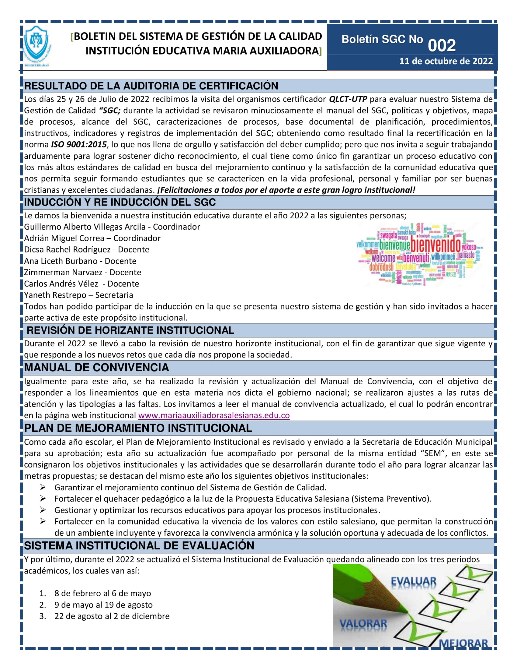 BOLETIN SGC #02 OCTUBRE 2022 – I.E Maria Auxiliadora